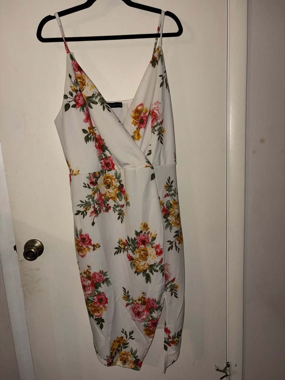 Fashion to Figure Floral Sleeveless Wrap Midi Dress with Thigh Split